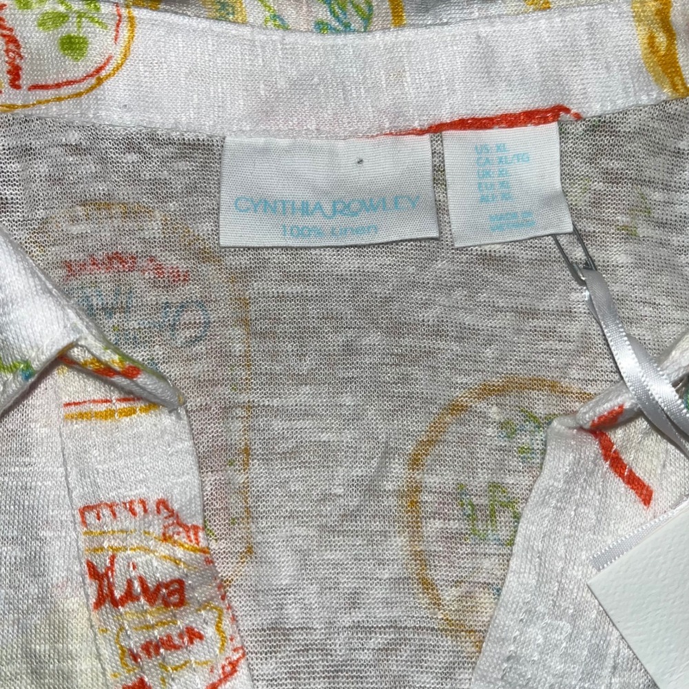 Cynthia Rowley Linen Sleeveless Top Olive Oil Print New with‎ Tags - Picture 4 of 7